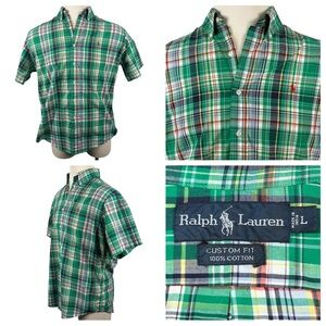 Men's Ralph Lauren Classic Fit Multicolored Plaid Short Sleeve Button Down Large